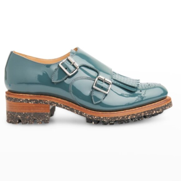 The Office of Angela Scott Ms. Francoise Double-Monk Oxford Chunky Soles - Teal - Picture 2 of 13